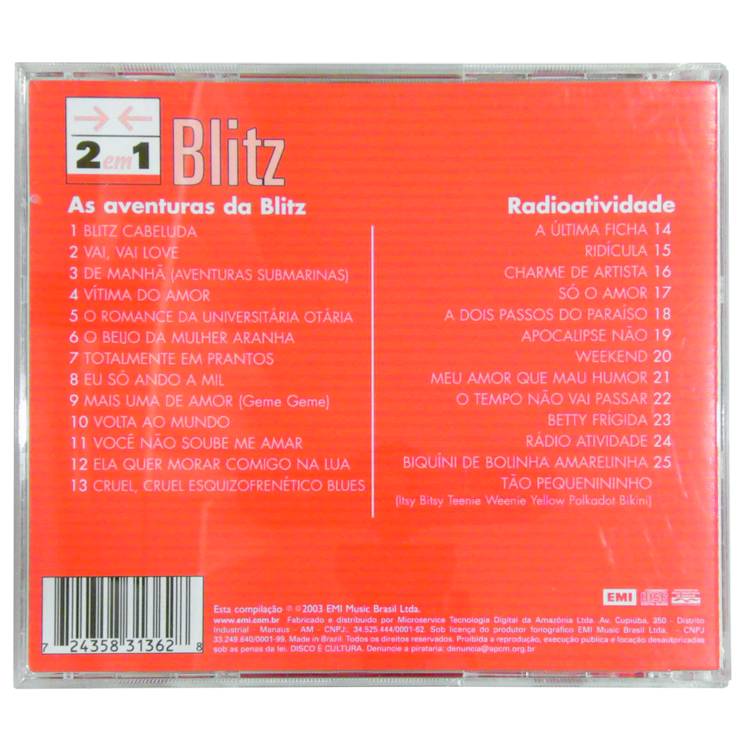 Back Picture of CD - Blitz - 2 Em 1: As Aventuras Da Blitz & Radioatividade